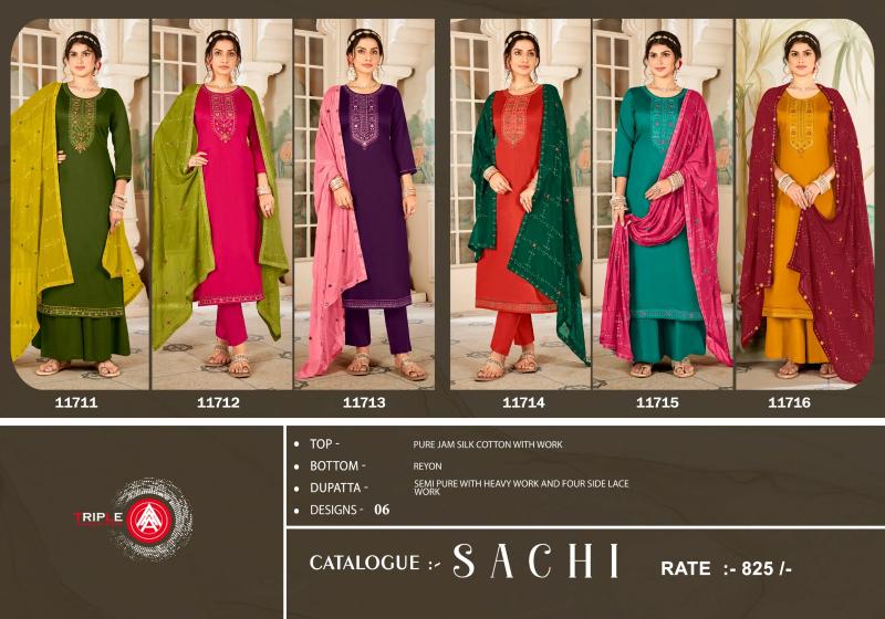 Triple Aaa Sachi Jam Silk Designer Salwar Suits Wholesale catalog