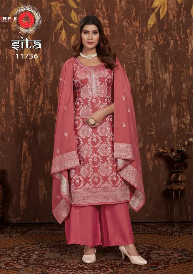 Triple Aaa Sita Muslin Designer Salwar Suits Wholesale catalog
