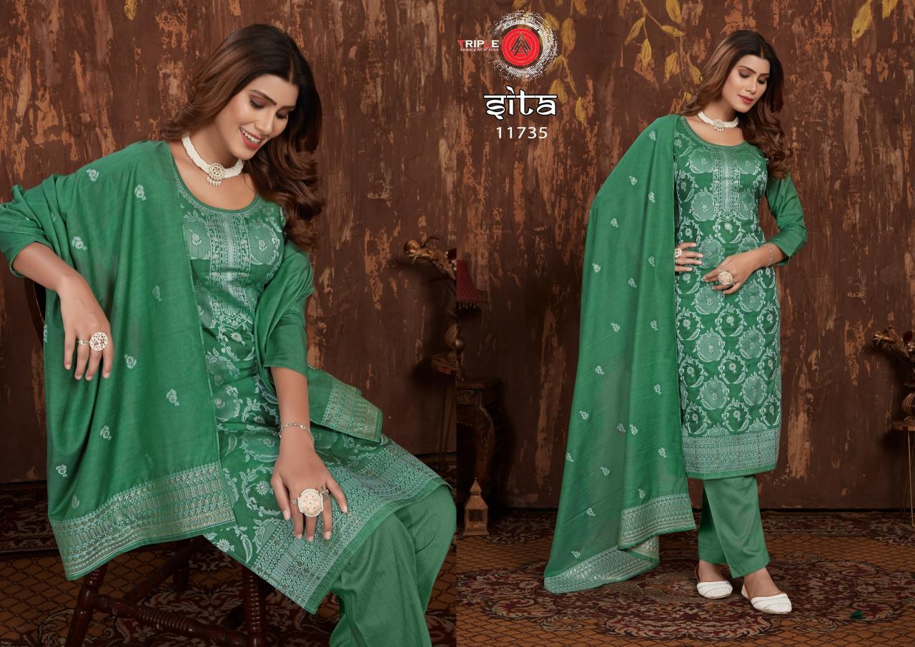 Triple Aaa Sita Muslin Designer Salwar Suits Wholesale catalog