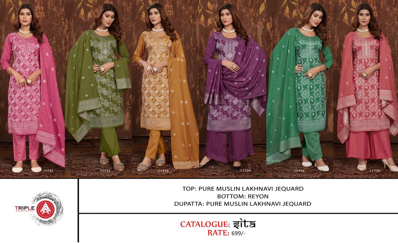 Triple Aaa Sita Muslin Designer Salwar Suits Wholesale catalog