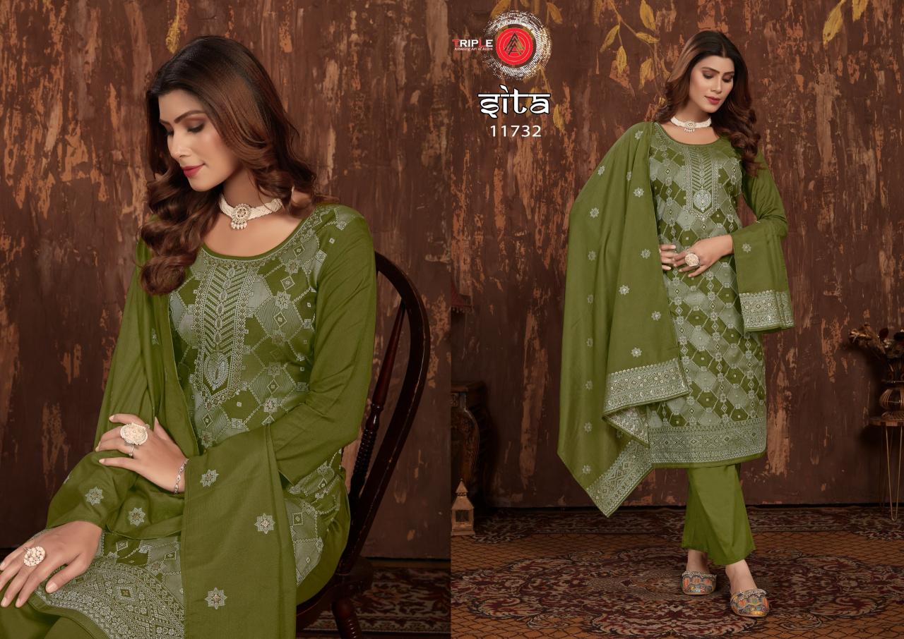 Triple Aaa Sita Muslin Designer Salwar Suits Wholesale catalog