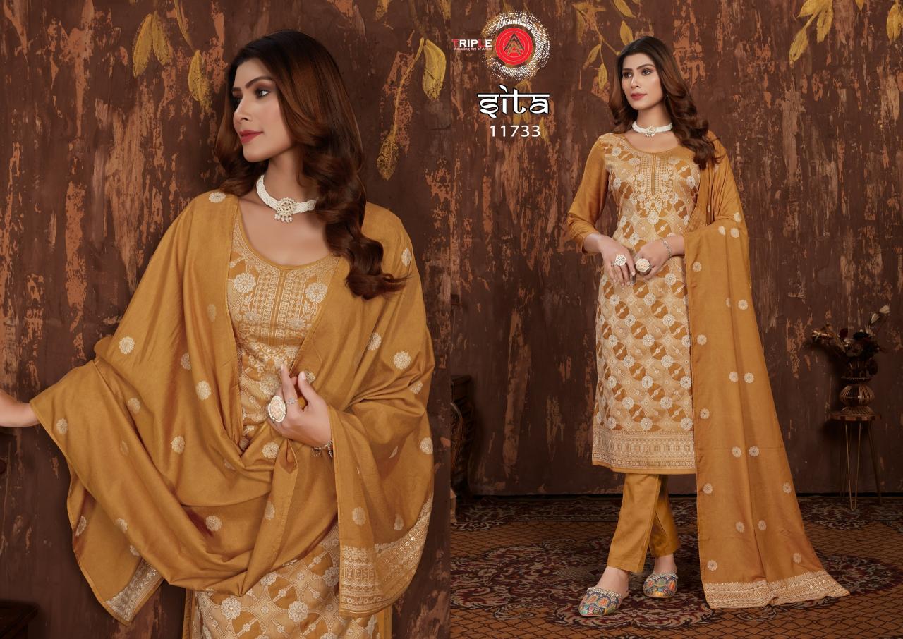 Triple Aaa Sita Muslin Designer Salwar Suits Wholesale catalog
