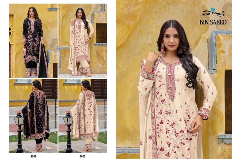 Your Choice Bin Saeed Semi Pure Chinon Salwar Suits Wholesale catalog