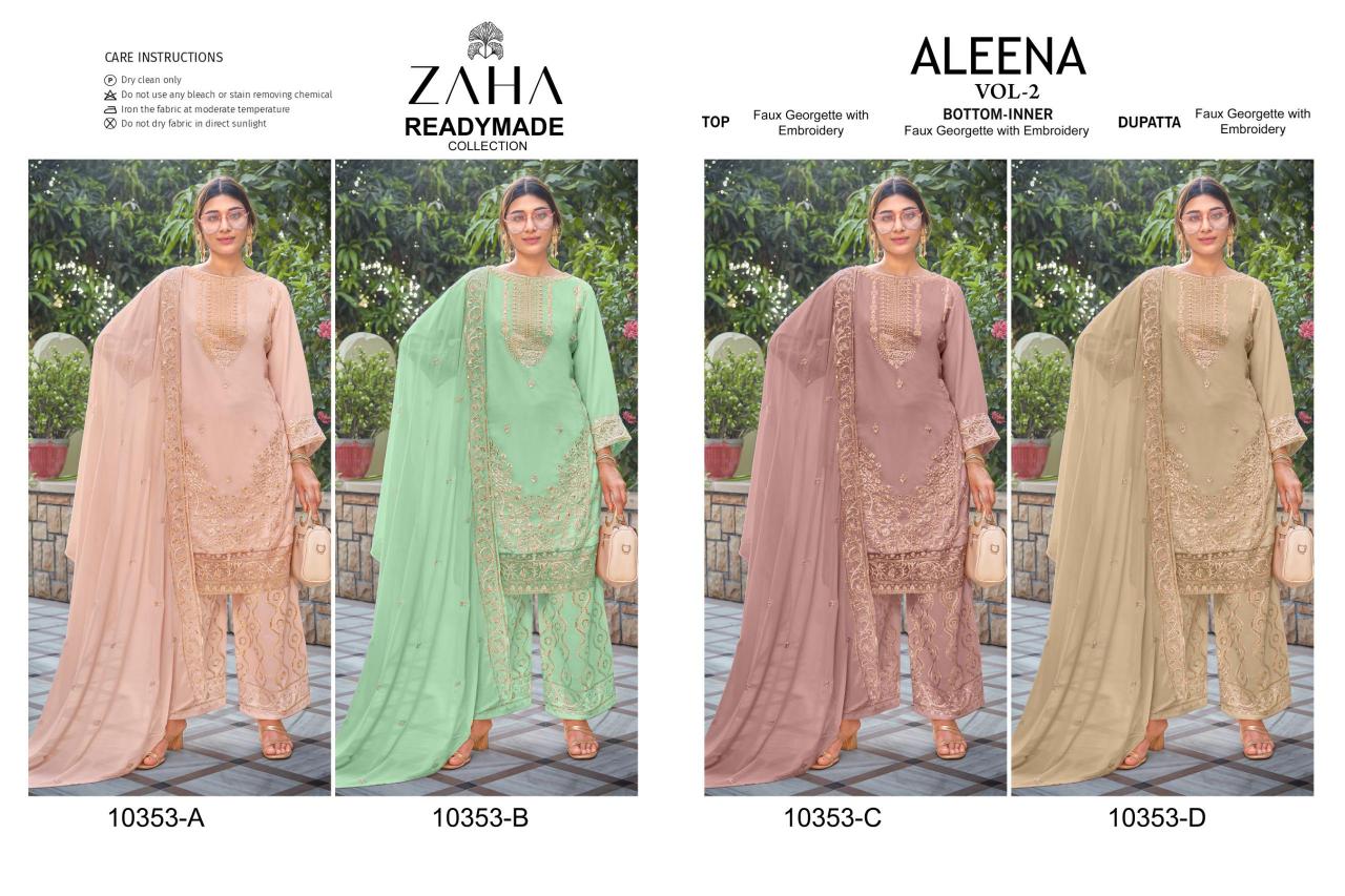 Zaha Aleena Vol 2 Pakistani Suits Wholesale catalog
