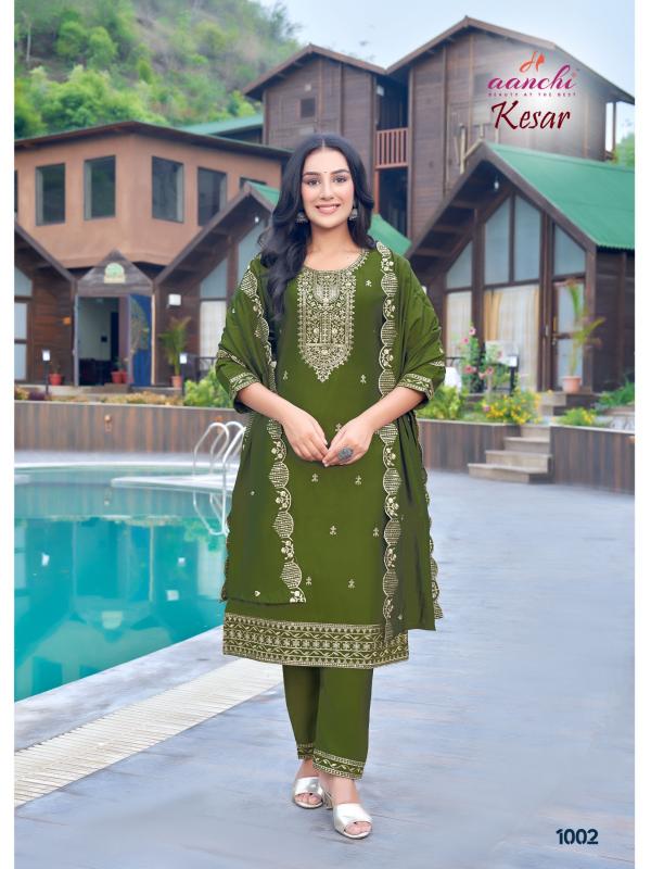Aanchi Kesar Roman Silk Kurti Bottom With Dupatta wholesale catalog