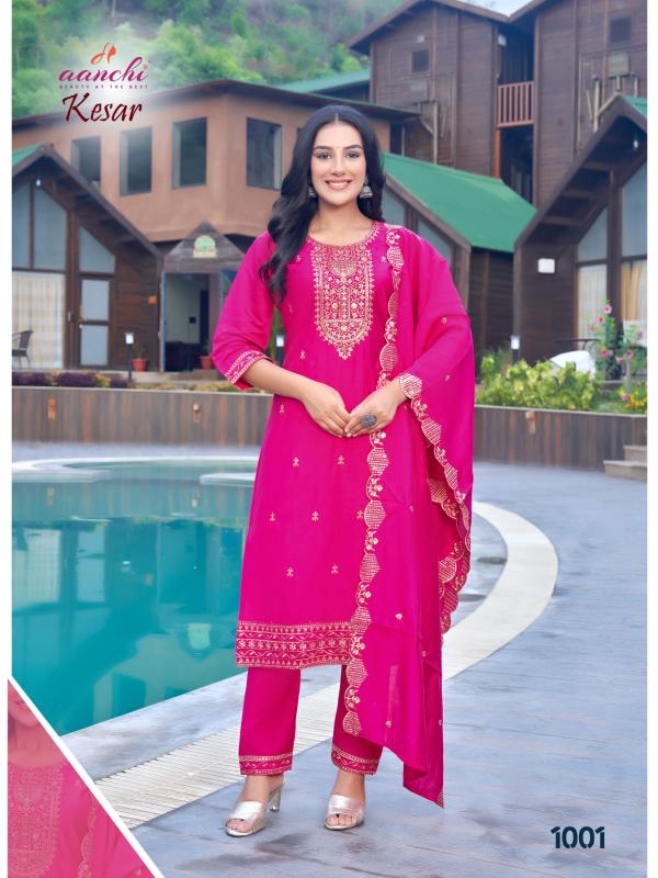 Aanchi Kesar Roman Silk Kurti Bottom With Dupatta wholesale catalog