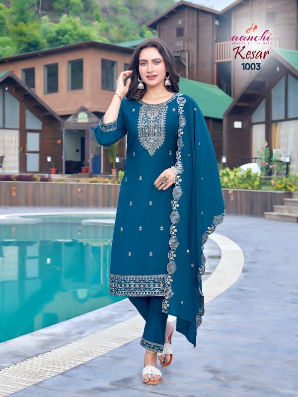 Aanchi Kesar Roman Silk Kurti Bottom With Dupatta wholesale catalog