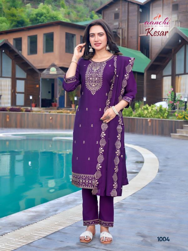 Aanchi Kesar Roman Silk Kurti Bottom With Dupatta wholesale catalog