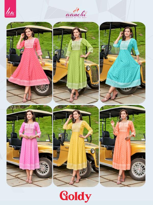 Aanchi Kurtis GOLDY LIVA REYON wholesale catalog