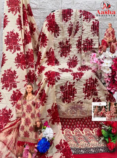 Aasha 1061 A And B Cotton Dupatta Pakistani Suit wholesale catalog