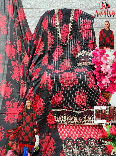 Aasha 1061 A And B Cotton Dupatta Pakistani Suit wholesale catalog