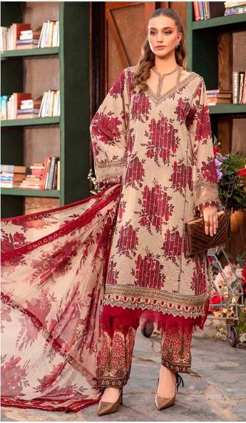 Aasha 1061 A And B Cotton Dupatta Pakistani Suit wholesale catalog
