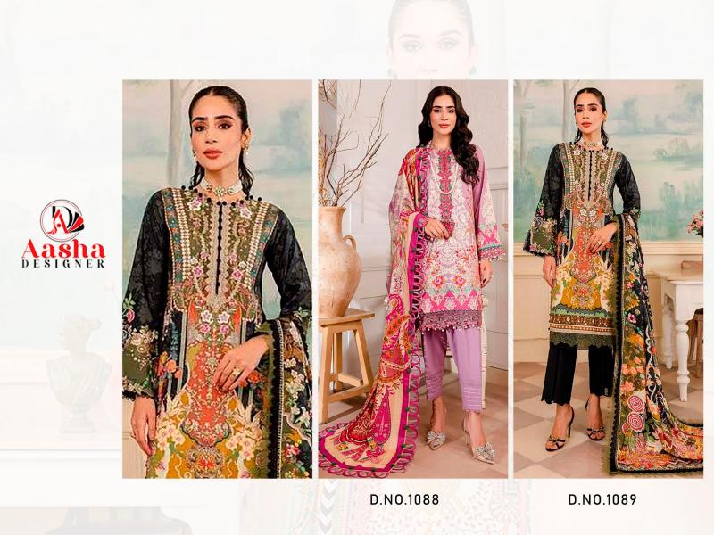 Aasha 1088 And 1089 Cotton Dupatta Salwar Kameez Wholesale catalog