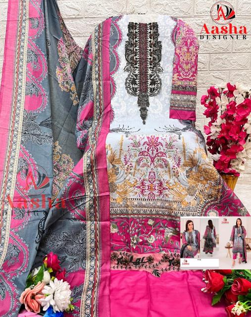Aasha 1113 Cotton Dupatta Pakistani Salwar Kameez wholesale catolog
