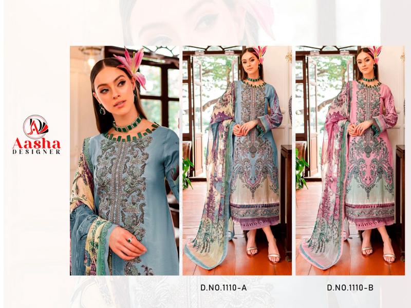 Aasha Queen Court Vol 7 Cotton Dupatta Pakistani Suit wholesale catalog