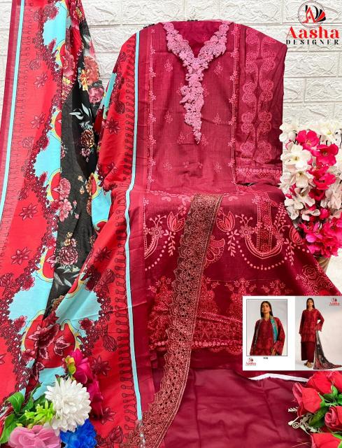 Aasha Sana Safinaz Vol 4 Cotton Dupatta Salwar Suits Wholesale catalog