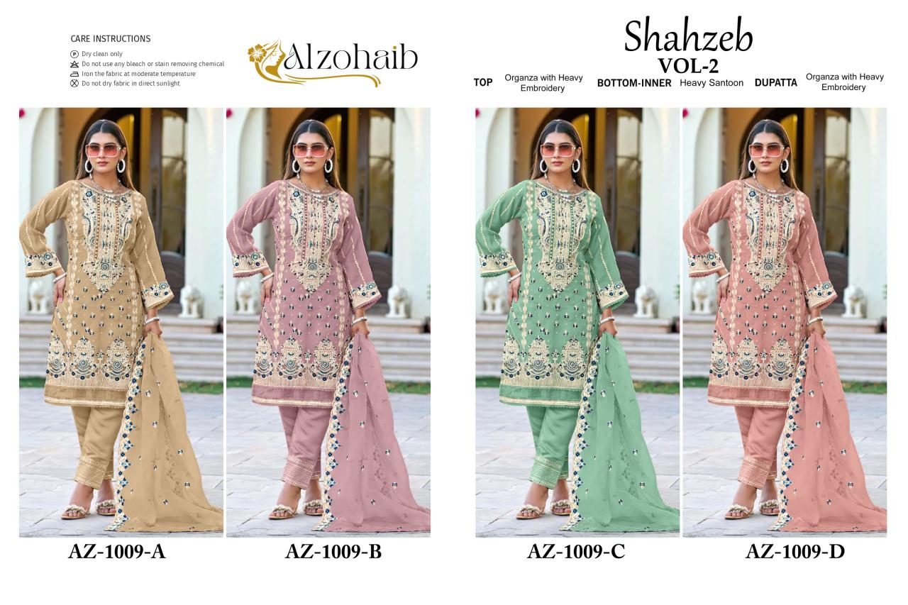 Alzohaib Shahzeb Vol 2 Organza Pakistani Salwar Suits Wholesale catalog