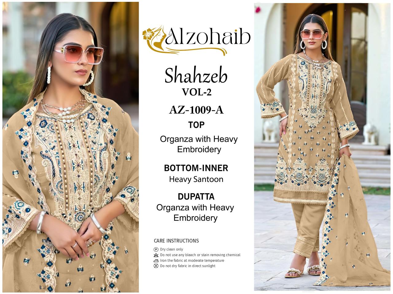 Alzohaib Shahzeb Vol 2 Organza Pakistani Salwar Suits Wholesale catalog