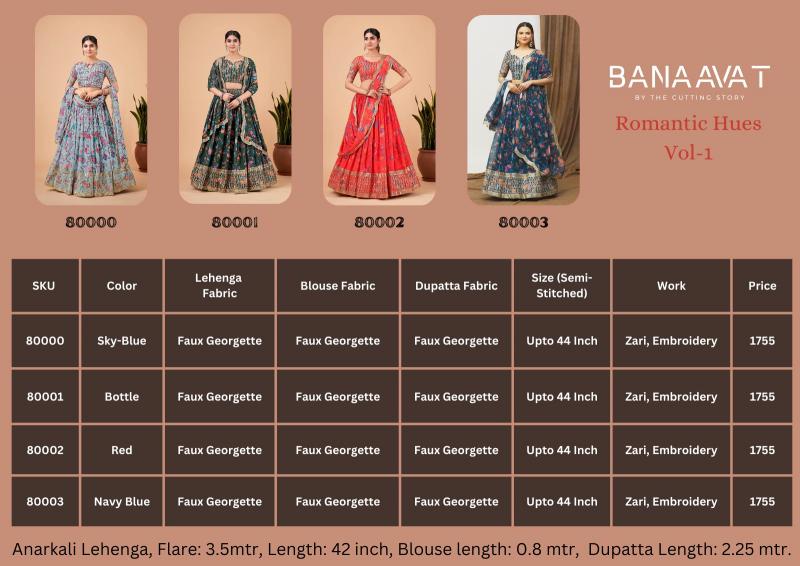 Banaavat Romantic Hues Vol 1 Georgette Lehenga Choli wholeale catalog