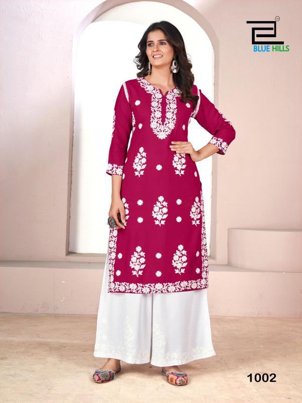 Blue Hills Victoria Rayon Fancy Kurti With Plazzo wholesale catalog