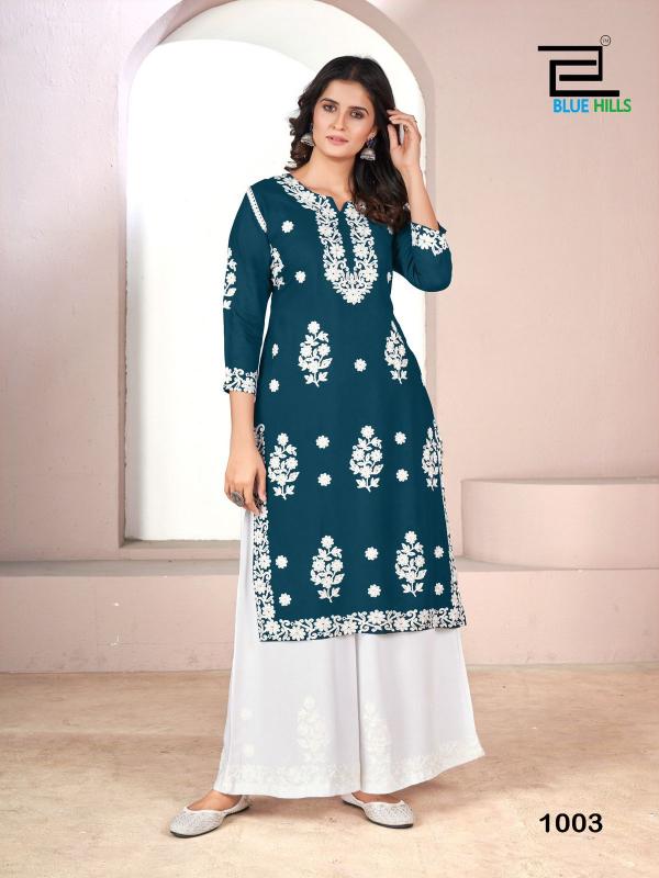 Blue Hills Victoria Rayon Fancy Kurti With Plazzo wholesale catalog