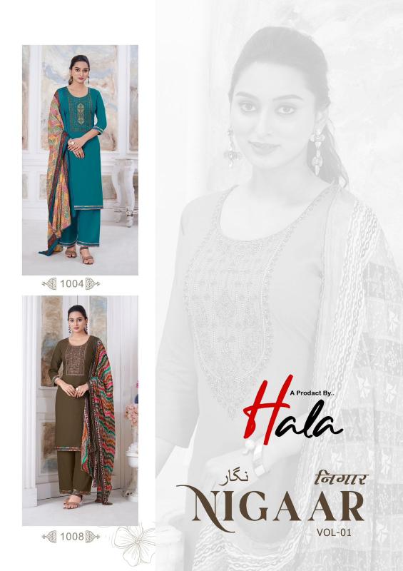 Hala Nigaar Vol 1 Rayon Slub Dress Material Wholesale catalog