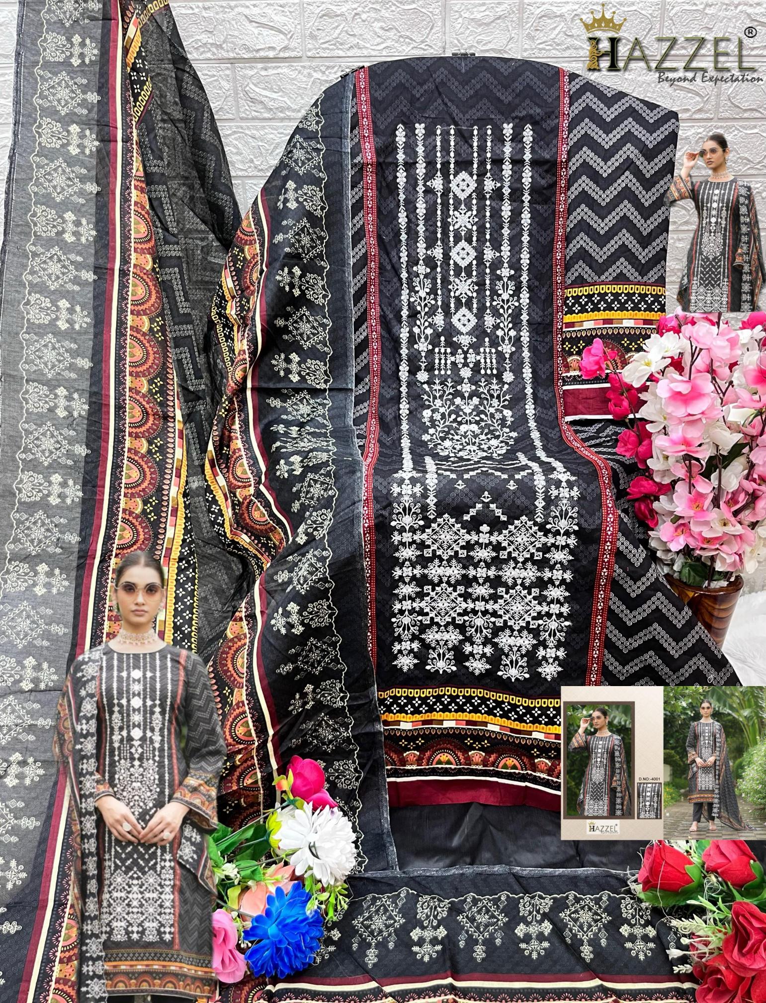 Hazzel 4001 To 4003 Lawn Cotton Salwar Kameez wholesale catalog