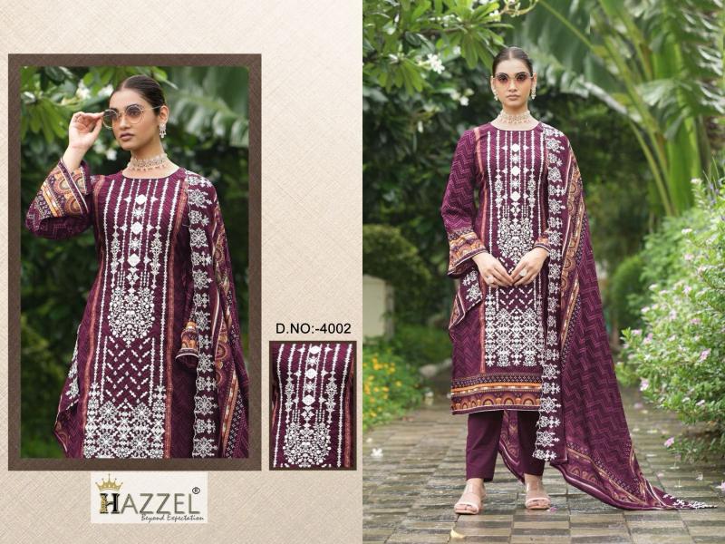 Hazzel 4001 To 4003 Lawn Cotton Salwar Kameez wholesale catalog