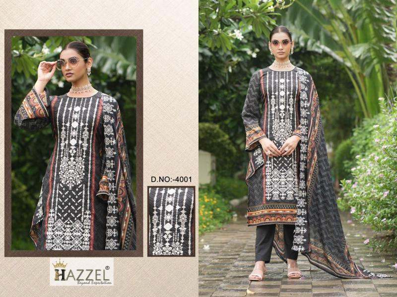 Hazzel 4001 To 4003 Lawn Cotton Salwar Kameez wholesale catalog