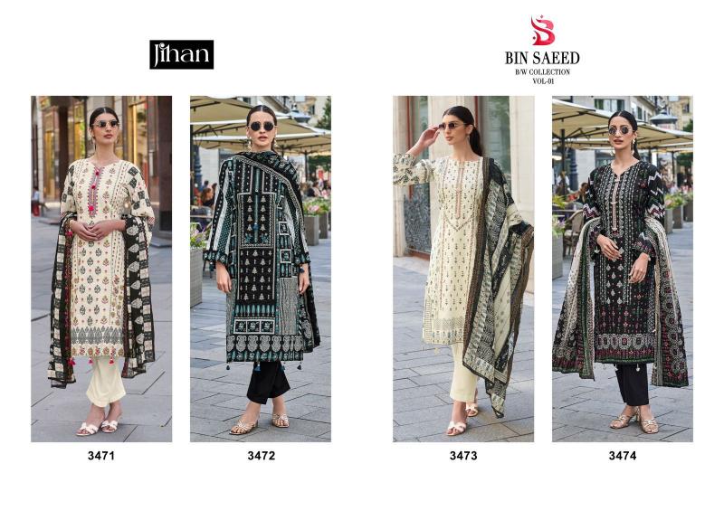 Jihan Bin Saeed Bw Collection Vol 1 Lawn Printed Salwar Suits Wholesale catalog