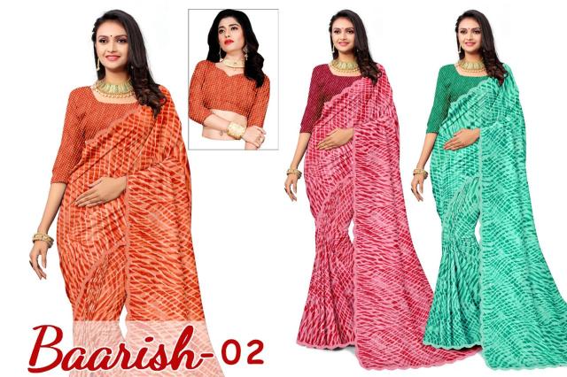KAMYA BAARISH vol 2 SIROSKI BORDER LEHARIYA PRINT saree wholesale market surat gujarat