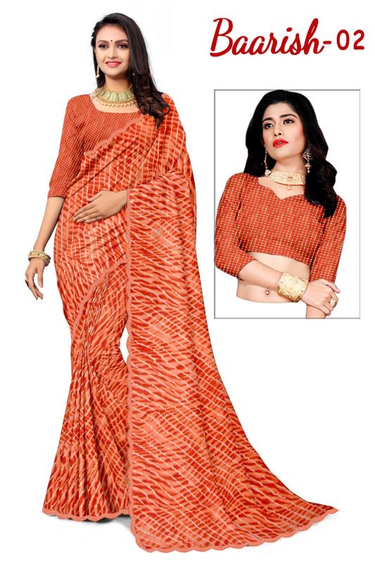 KAMYA BAARISH vol 2 SIROSKI BORDER LEHARIYA PRINT saree wholesale market surat gujarat
