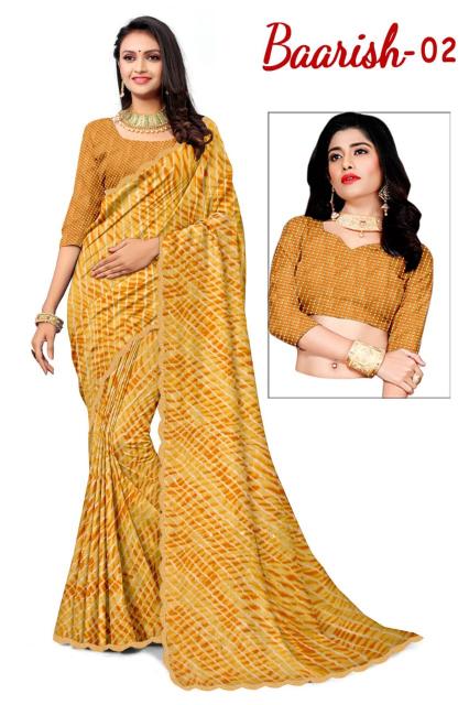 KAMYA BAARISH vol 2 SIROSKI BORDER LEHARIYA PRINT saree wholesale market surat gujarat