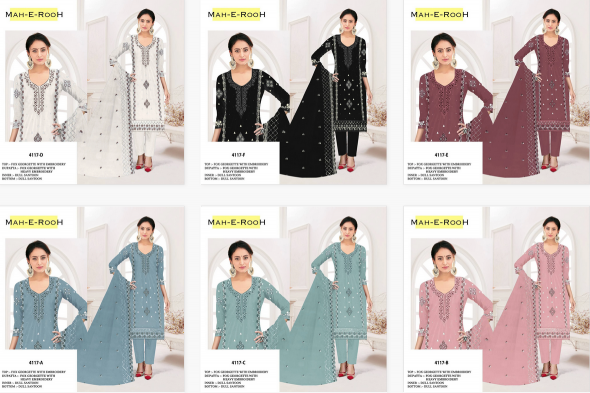 Mah E Rooh 4117 A To F Georgette Salwar Suit wholesale catalog