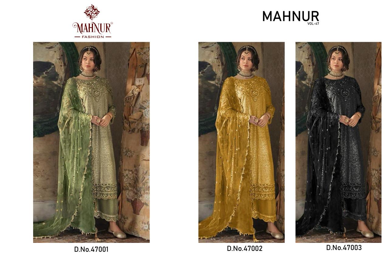 Mahnur Vol 47 Organza Pakistani suit wholesale catalog