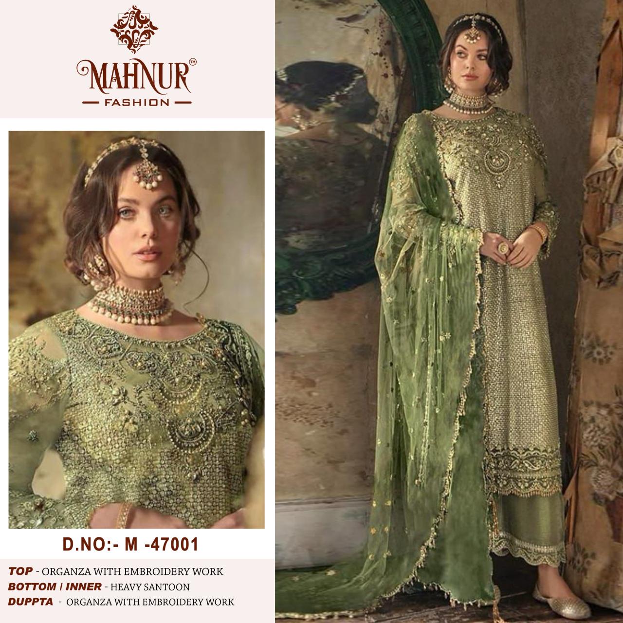 Mahnur Vol 47 Organza Pakistani suit wholesale catalog