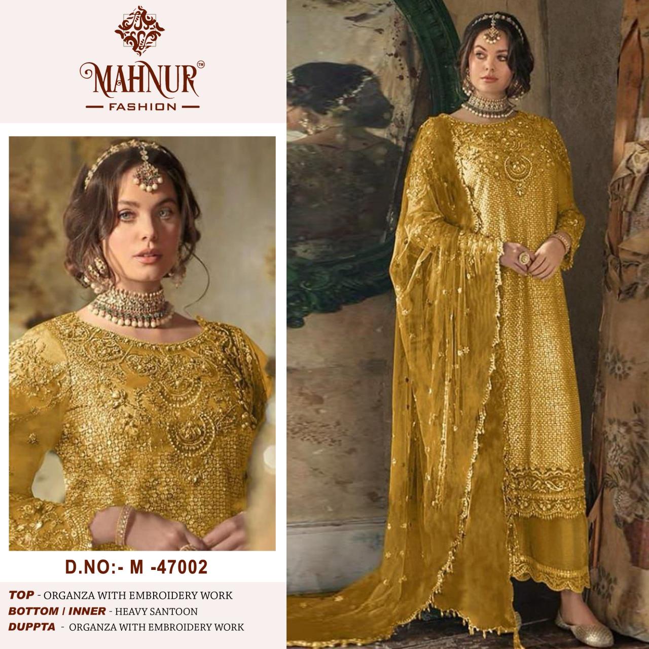 Mahnur Vol 47 Organza Pakistani suit wholesale catalog