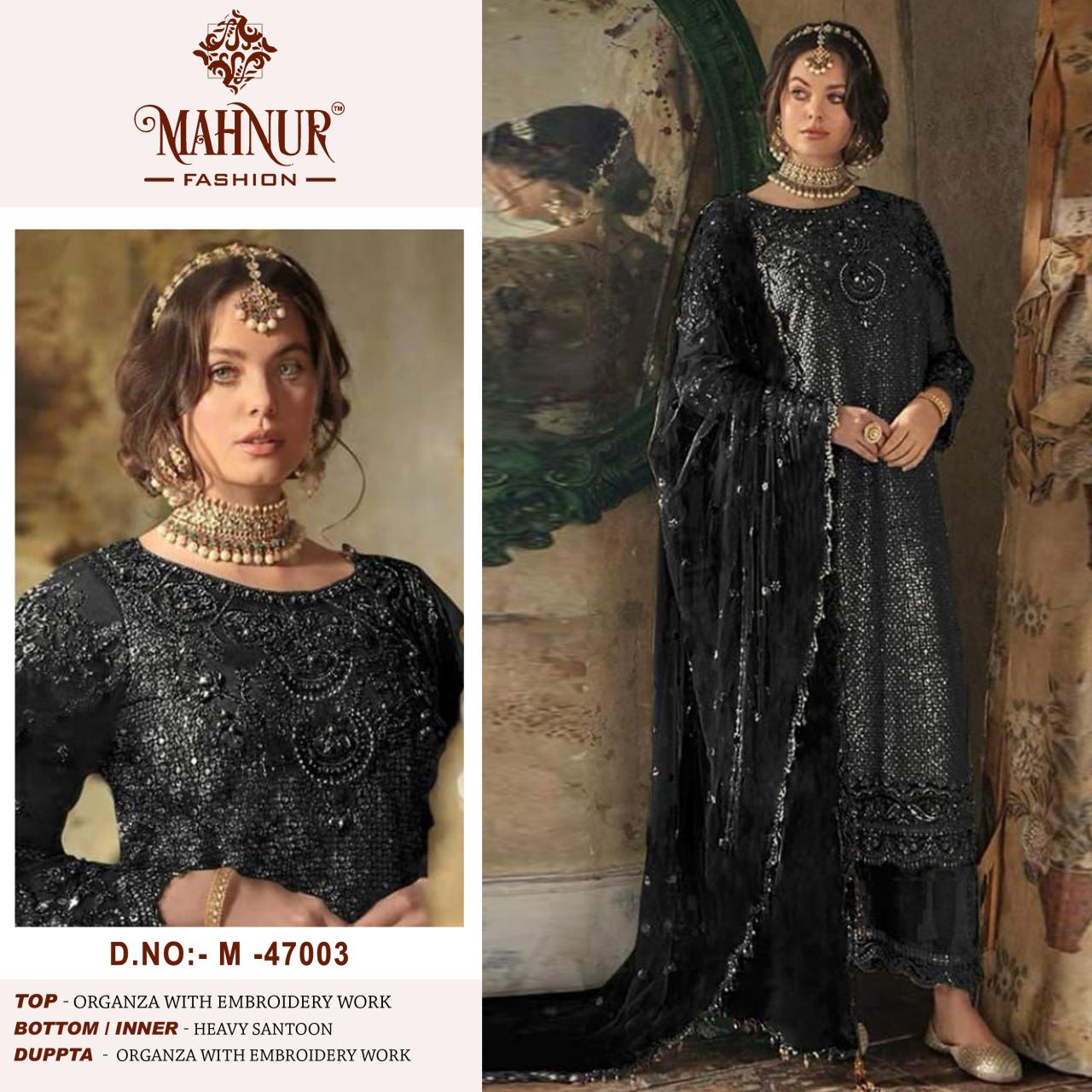 Mahnur Vol 47 Organza Pakistani suit wholesale catalog