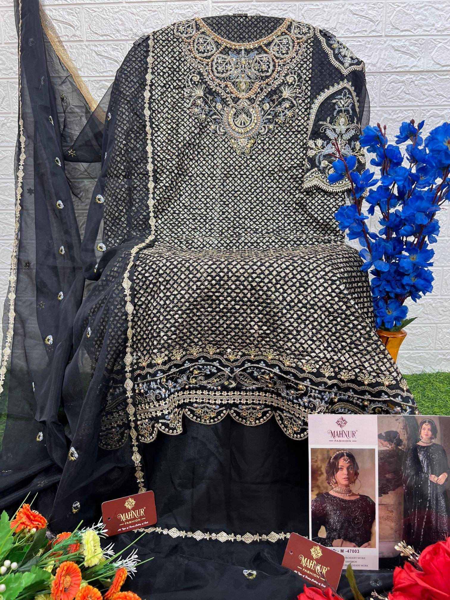 Mahnur Vol 47 Organza Pakistani suit wholesale catalog