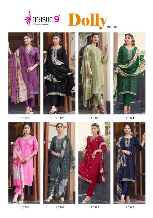Mystic 9 Dolly Vol 1 Rayon Kurti Bottom With Dupatta wholesale catalog