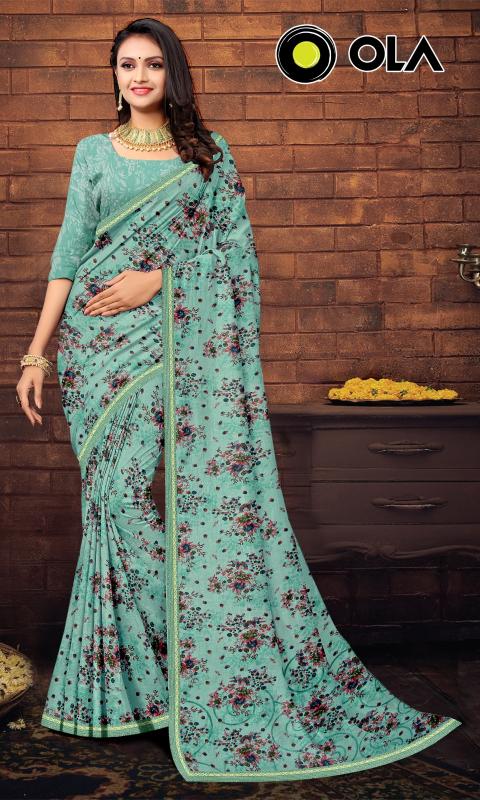 OLA  Renial fancy flower print Saree Wholesale catalog