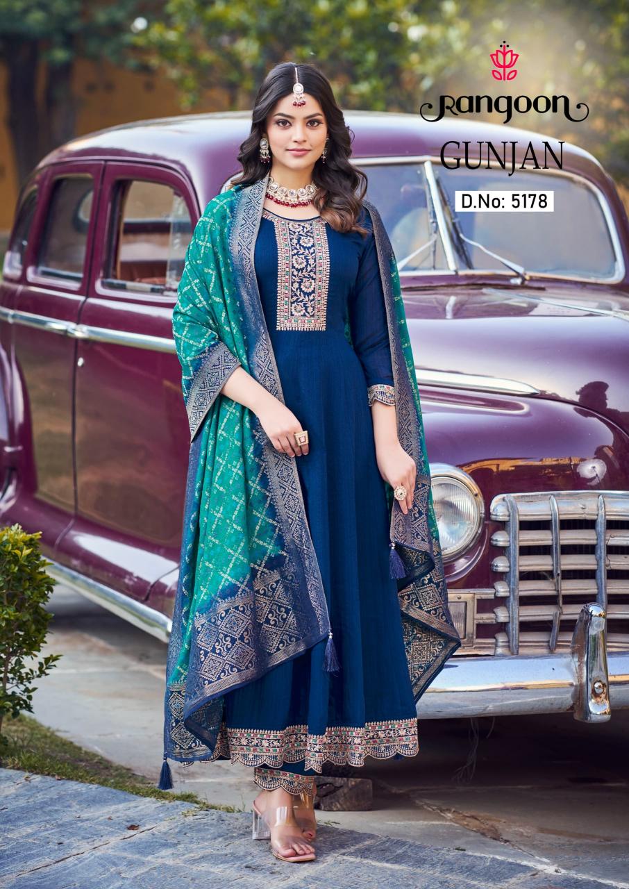 Rangoon Gunjan Silk Embroidery Kurti Bottom With Dupatta wholesale catalog