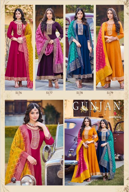 Rangoon Gunjan Silk Embroidery Kurti Bottom With Dupatta wholesale catalog
