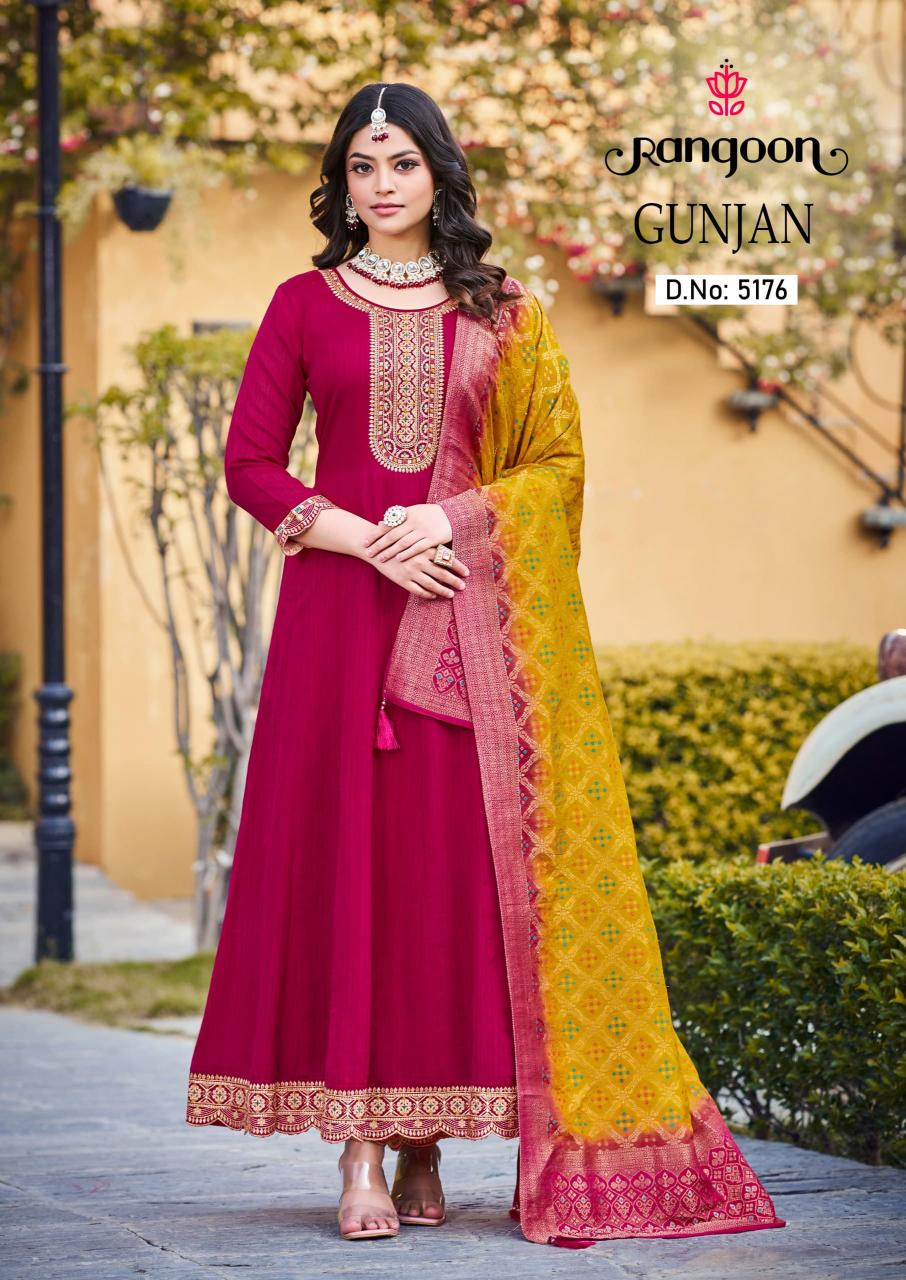 Rangoon Gunjan Silk Embroidery Kurti Bottom With Dupatta wholesale catalog