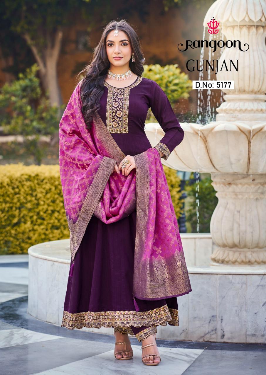 Rangoon Gunjan Silk Embroidery Kurti Bottom With Dupatta wholesale catalog