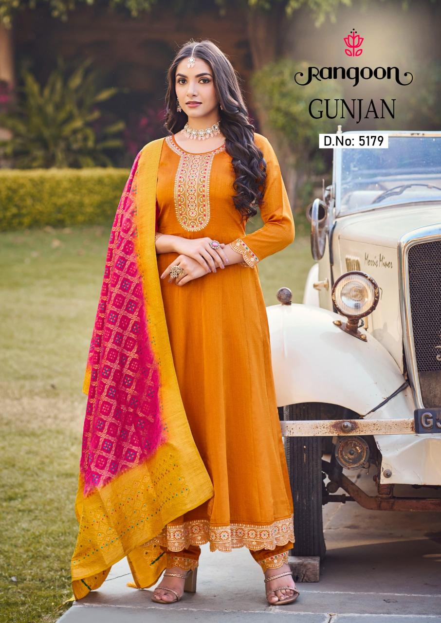 Rangoon Gunjan Silk Embroidery Kurti Bottom With Dupatta wholesale catalog