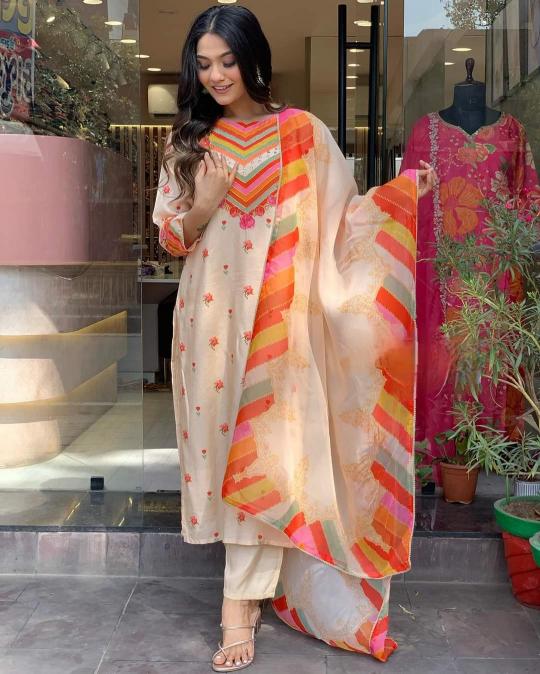 Ruhani 01 Natural Crepe Fancy Kurti Bottom With Dupatta wholesale catalog