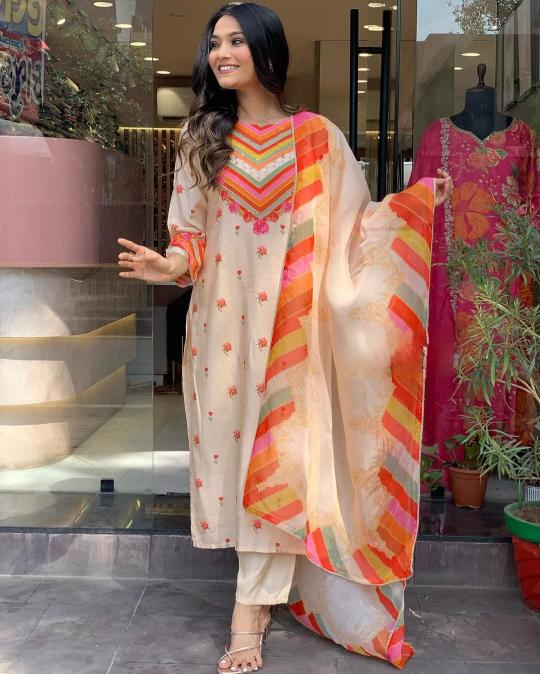 Ruhani 01 Natural Crepe Fancy Kurti Bottom With Dupatta wholesale catalog