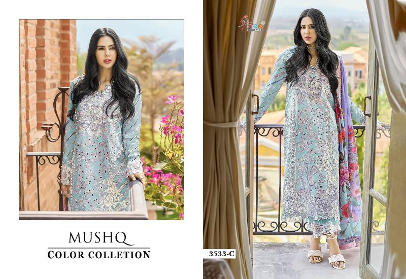 Shree Mushq Color Collection 24 Cotton Dupatta Pakistani Suits wholesale catalog