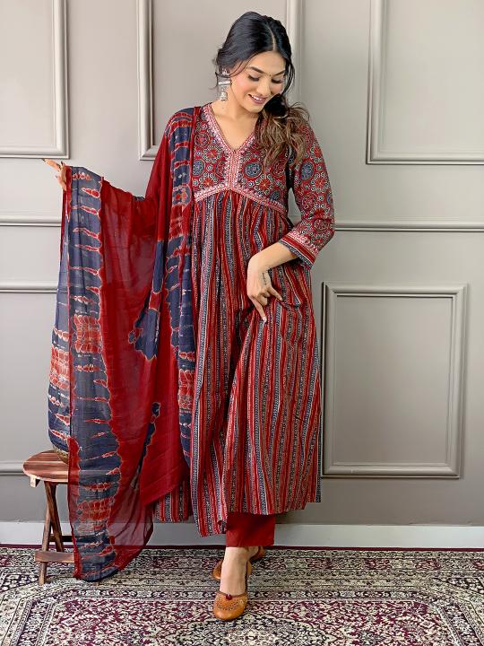 Sku 438 Maroon Cotton Kurti wholesale  catalog